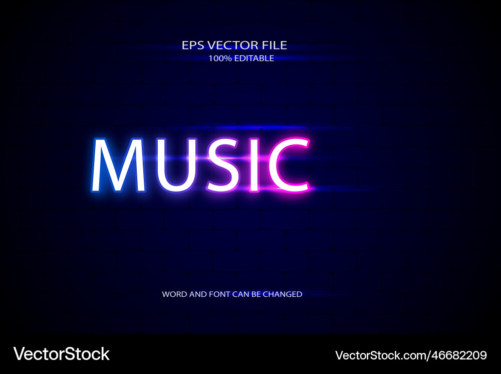 Realistic music 3d editable text style effect Vector Image