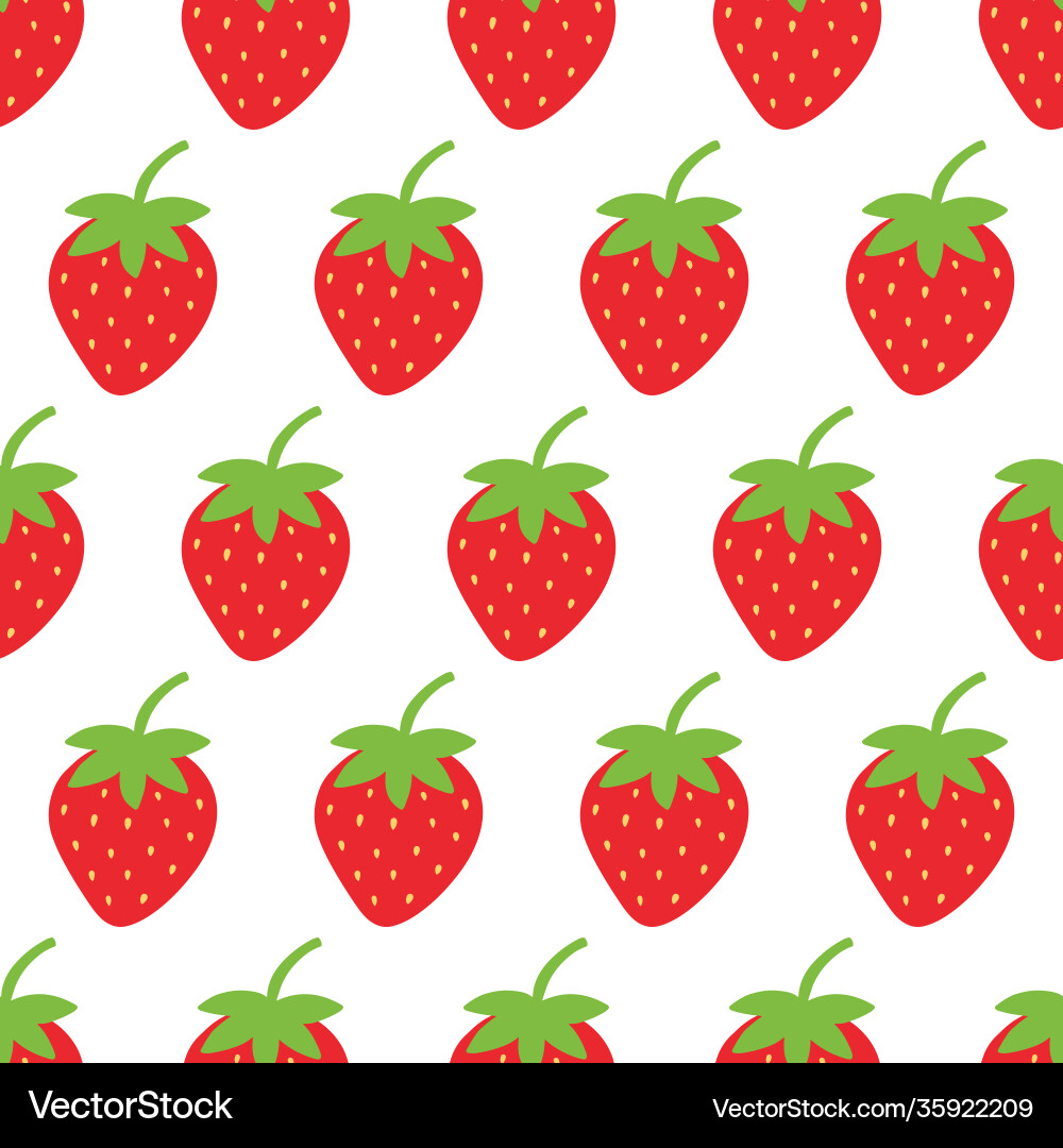 Red Strawberry Seamless Pattern Vector Image