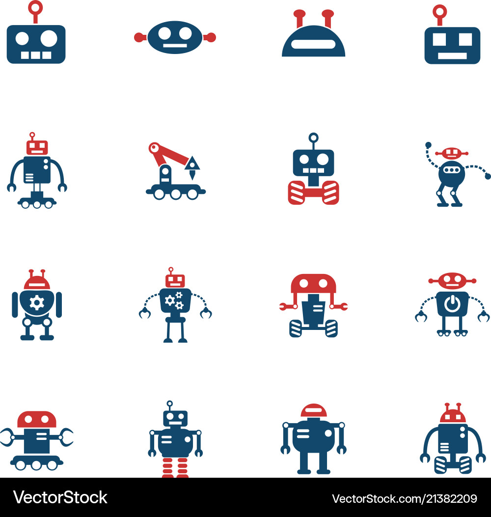Robots icon set Vector Image