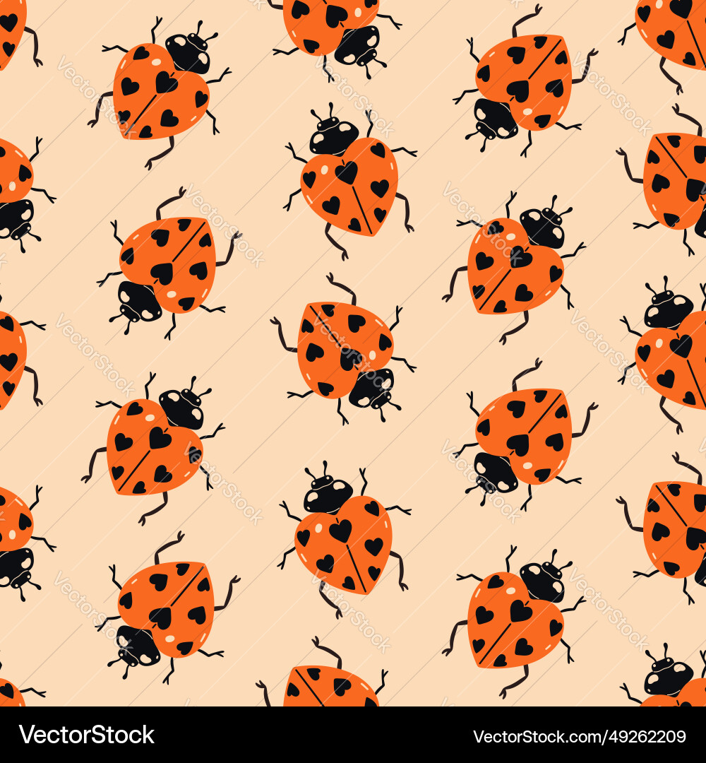 Seamless pattern with ladybugs in the shape Seamless pattern with ladybugs in the shape vector image