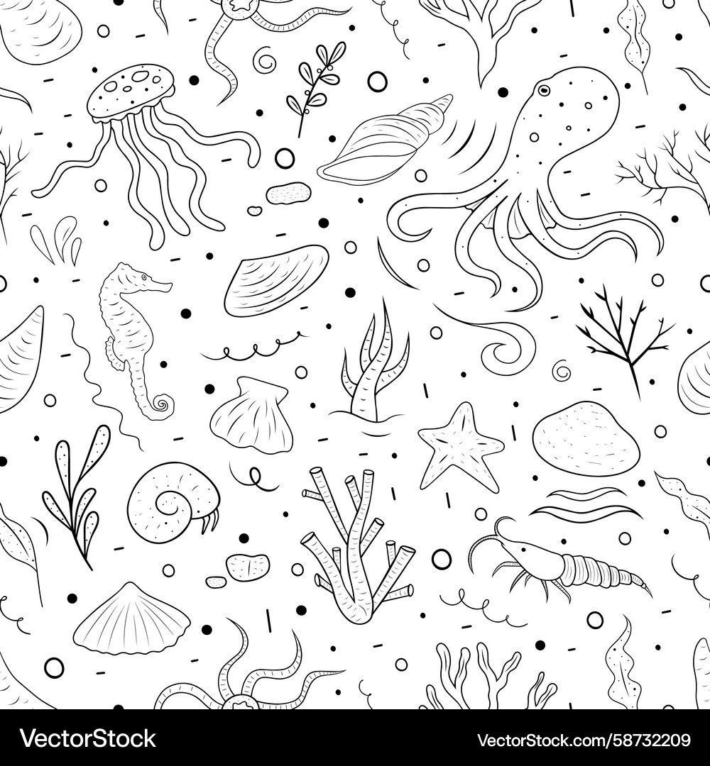 Seamless pattern with the image of sea animals Vector Image