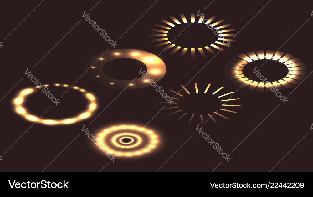 Set of isometric round sliders with loading Set of isometric round sliders with loading vector image