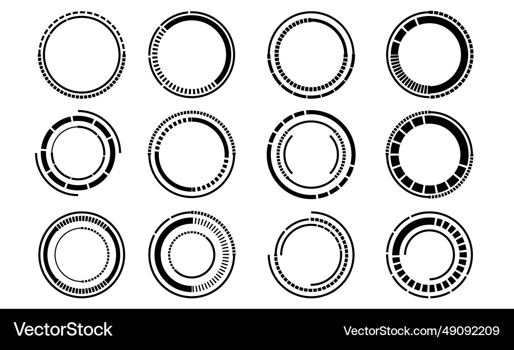 Set of sci fi black circle user interface Set of sci fi black circle user interface vector image