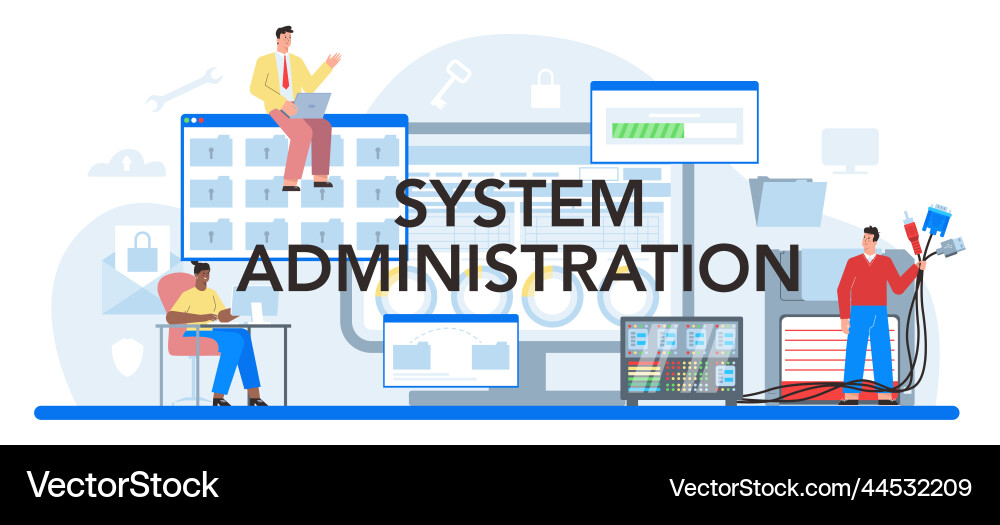 System administration typographic header System administration typographic header vector image