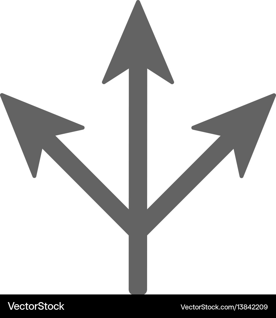 Three way icon arrow separated on vector image