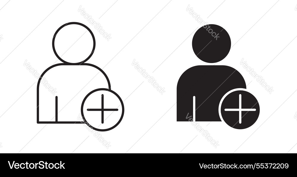 User add icon set in thin line for web User add icon set in thin line for web vector image