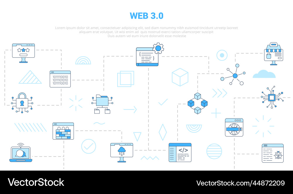 Web 30 concept with icon set template banner Web 30 concept with icon set template banner vector image