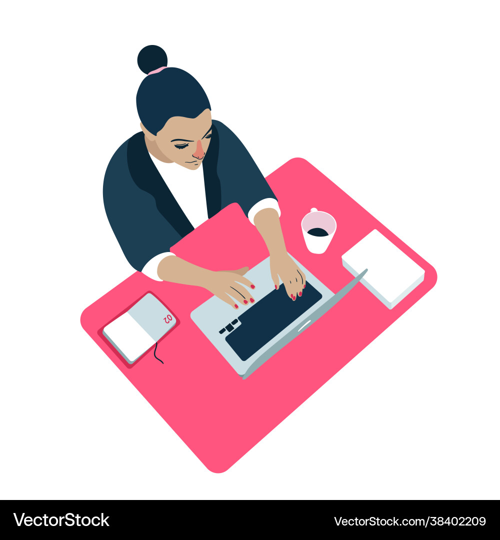 Woman workplace computer Woman workplace computer vector image