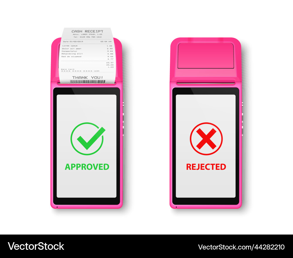 3d nfc payment machine with approved Vector Image