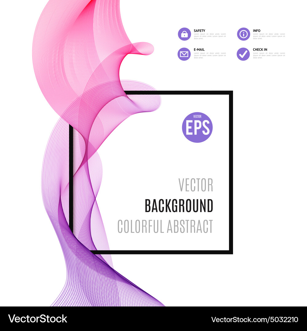 Abstract colourful wave with frame isolated Vector Image