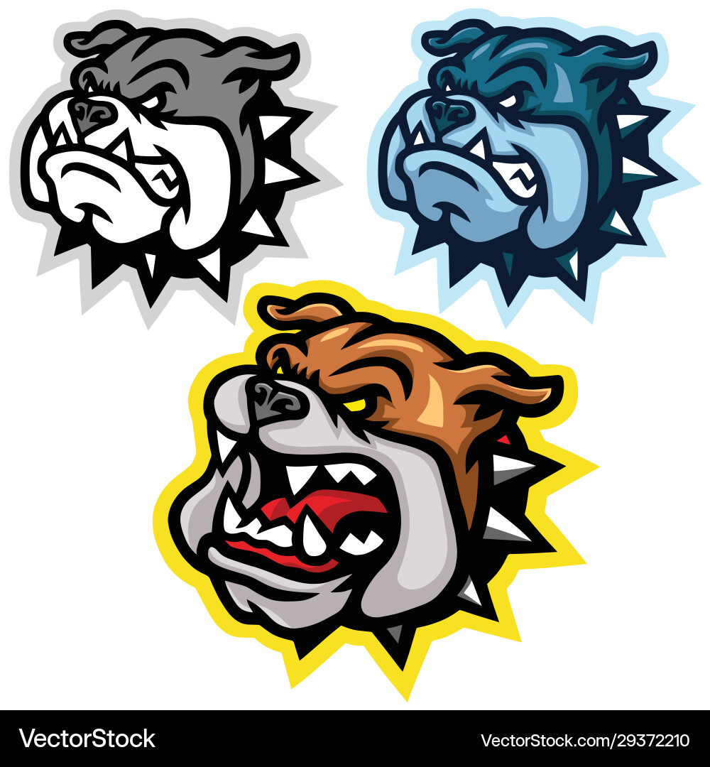 Angry bulldog head mascot logo set design