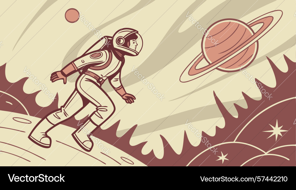 Astronaut floating in space with planet cosmic vector image