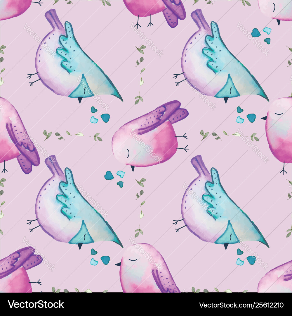 Birds seamless repeat print pattern tile Vector Image