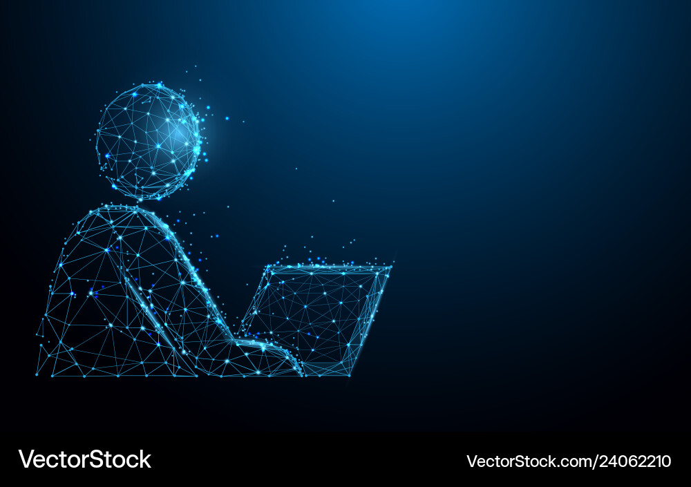 Businessman working on computer icon Royalty Free Vector