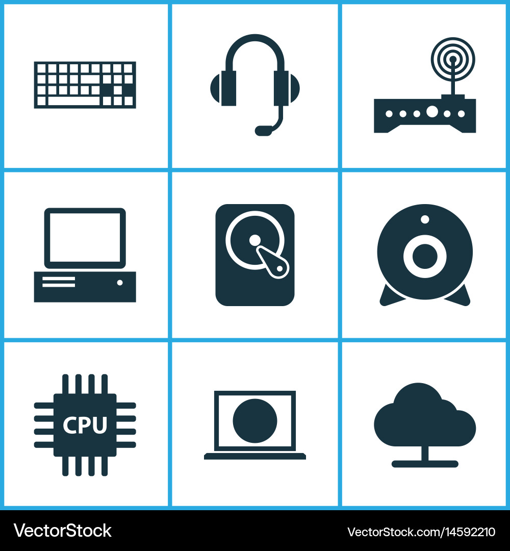 Computer icons set collection of tree hdd Vector Image
