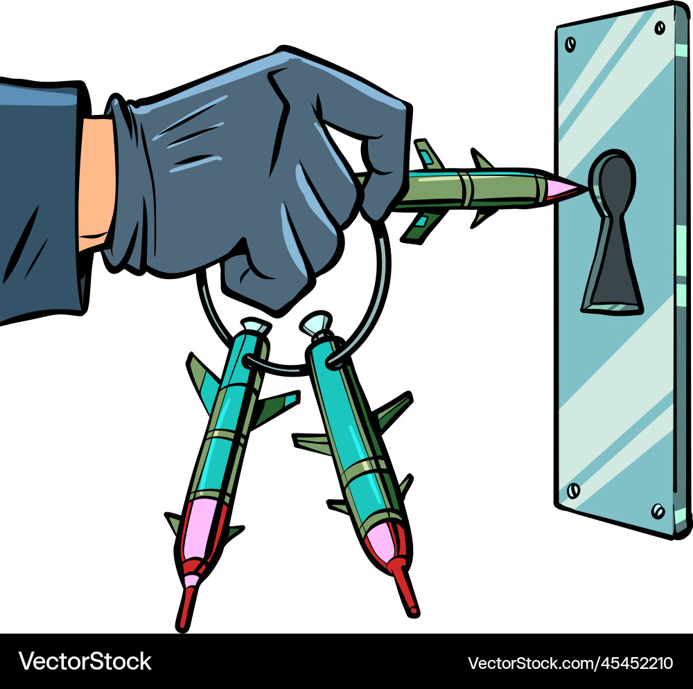 Ein Dieb hält Lock Pick in seiner Hand Comic Ein Dieb hält Lock Pick in seiner Hand Comic vektorbild
