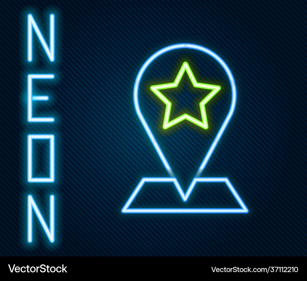Glowing neon line map pointer with star icon Glowing neon line map pointer with star icon vector image