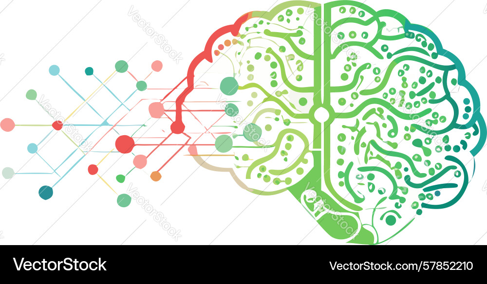 Green brain neural network design generative ai vector image