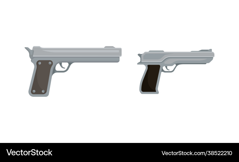 Handguns or pistol models with firing trigger Handguns or pistol models with firing trigger vector image