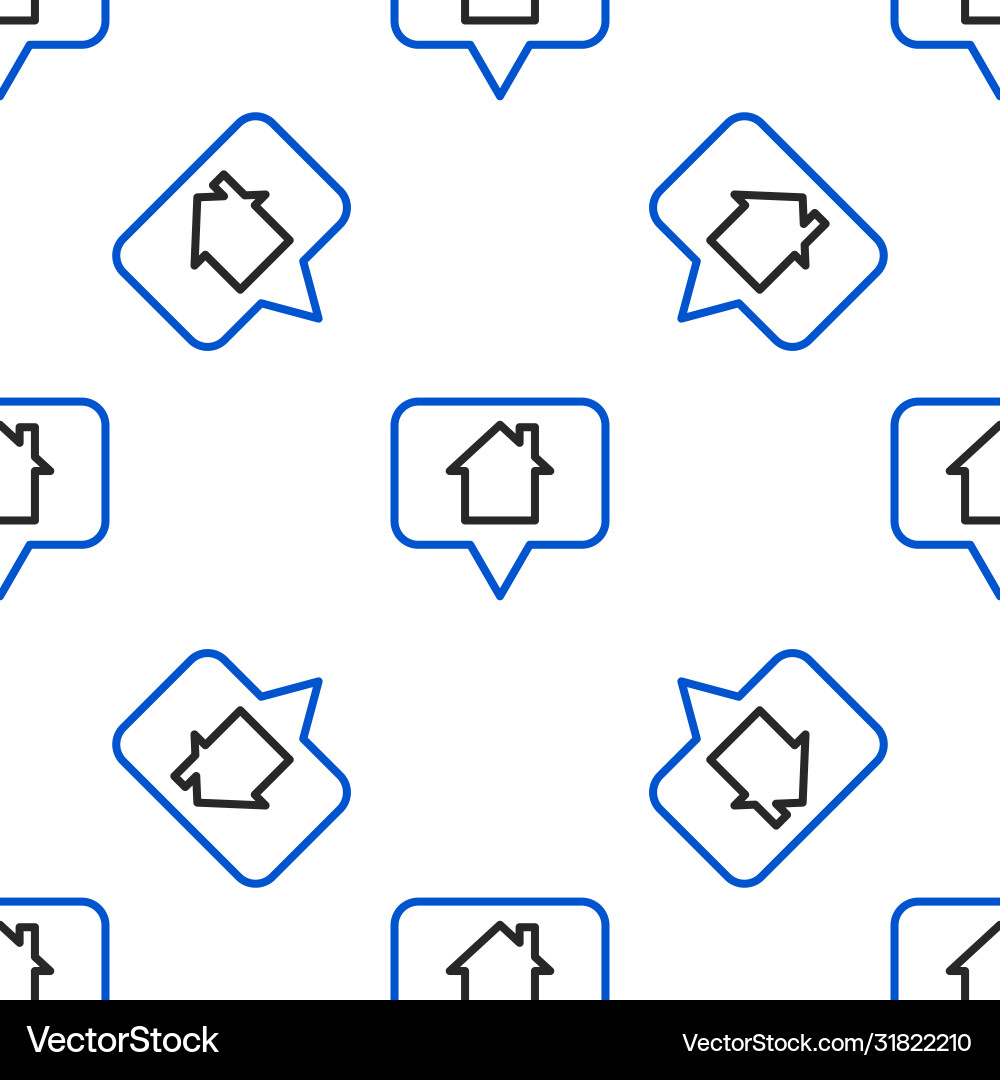 Line map pointer with house icon isolated seamless Vector Image