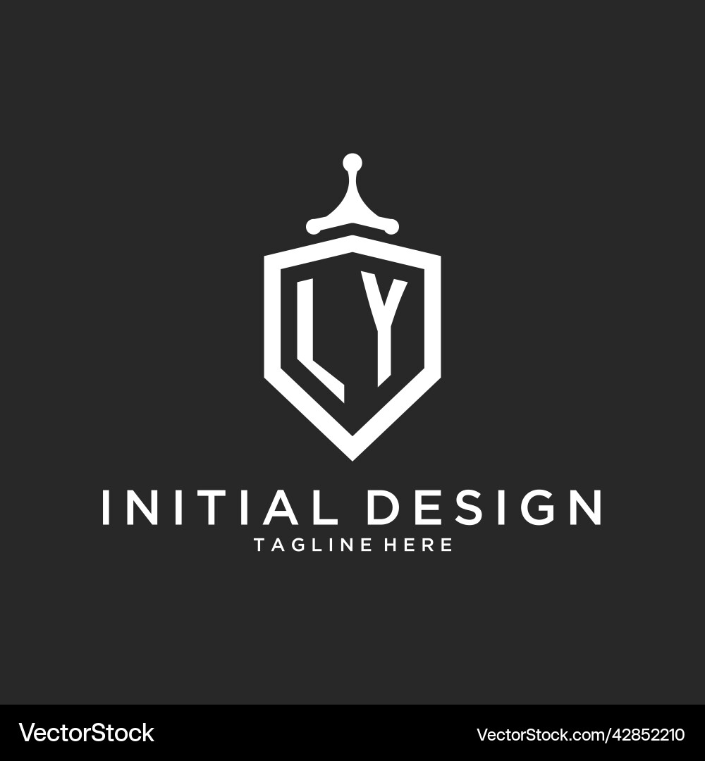 Ly monogram logo initial with shield guard shape Ly monogram logo initial with shield guard shape Vector Image