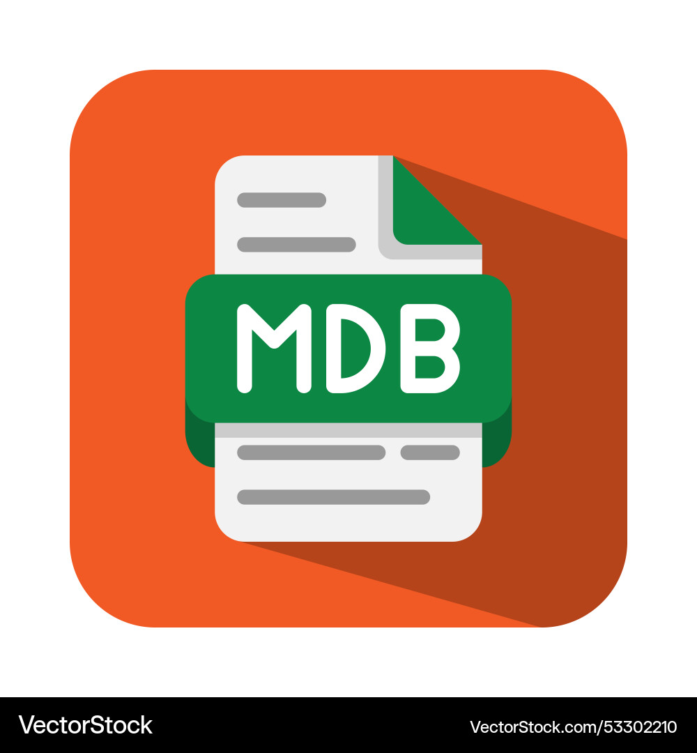Mdb document database flat icons file type format Mdb document database flat icons file type format vector image