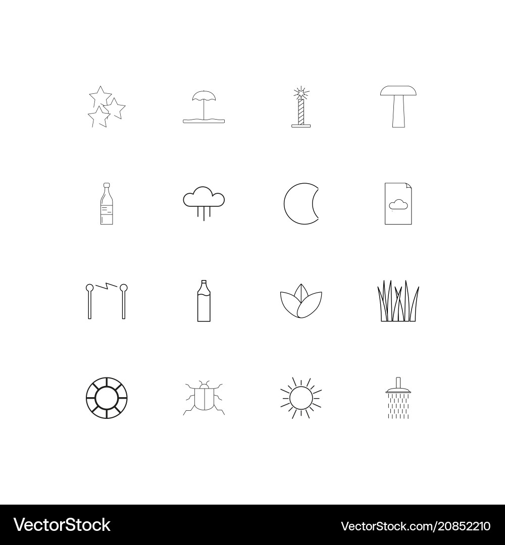 Nature linear thin icons set outlined simple vector image