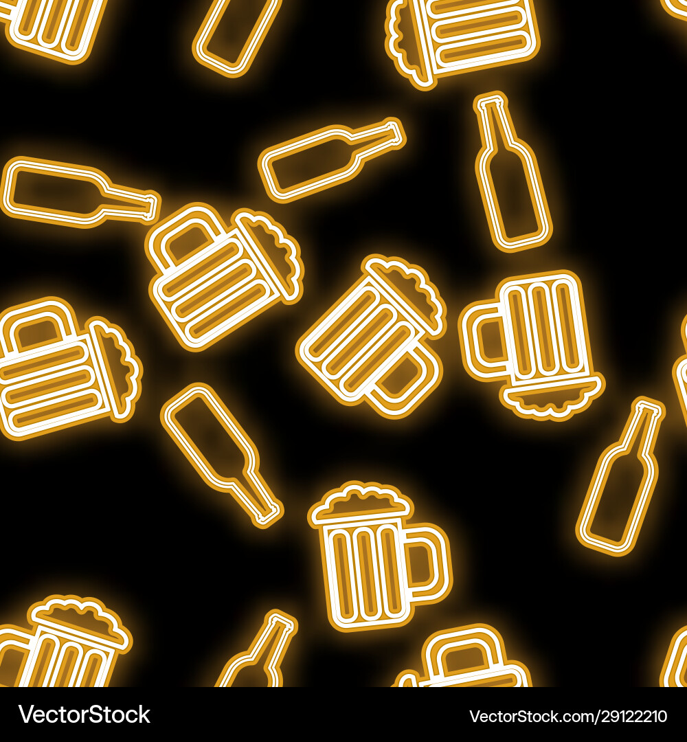 Neon Beer Pattern - Abstract vector image