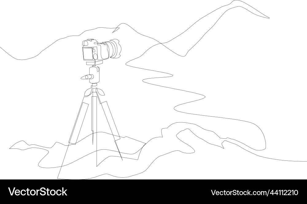 One continuous line drawing of camera on a tripod One continuous line drawing of camera on a tripod vector image