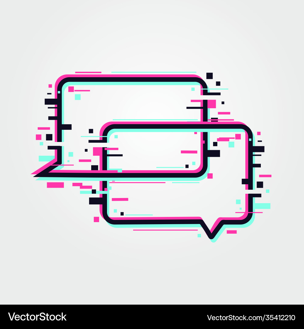 Online communication icon glitch speech bubbles Online communication icon glitch speech bubbles vector image