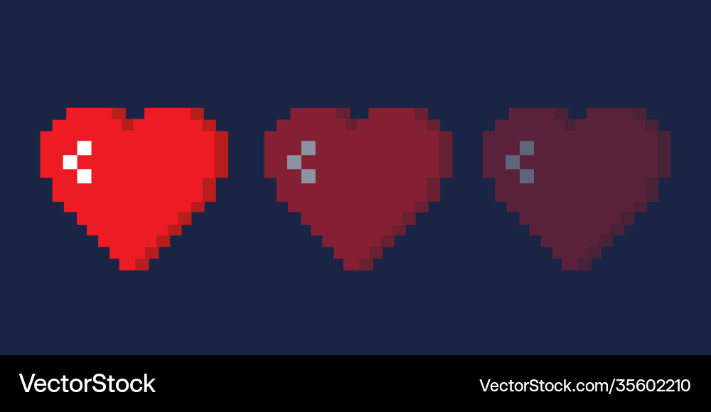 Pixels heart icon for mobile and web games Vector Image