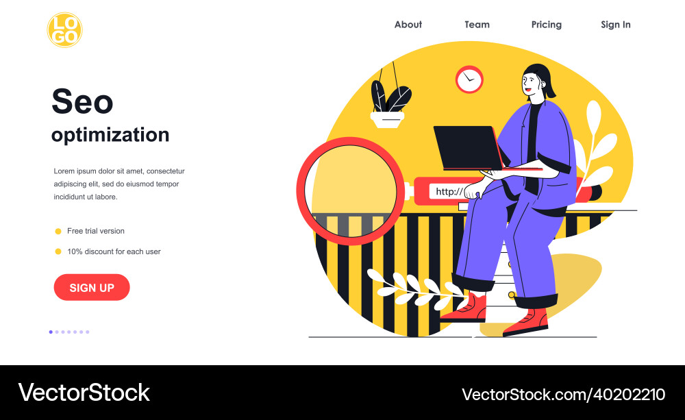 Seo optimization web banner concept Seo optimization web banner concept vector image