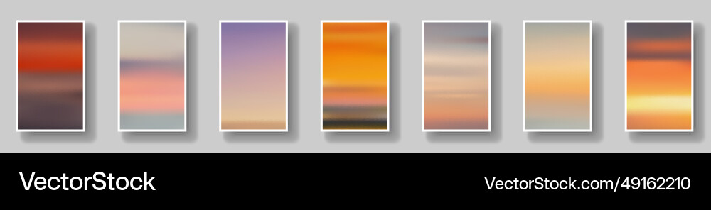 Set of colorful paper sunset and sunrise sea Set of colorful paper sunset and sunrise sea vector image