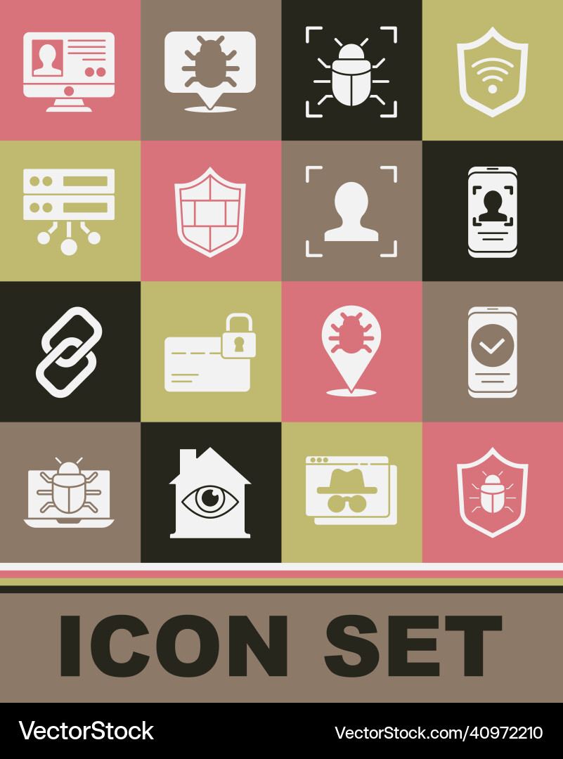 Set system bug smartphone mobile and face Set system bug smartphone mobile and face vector image