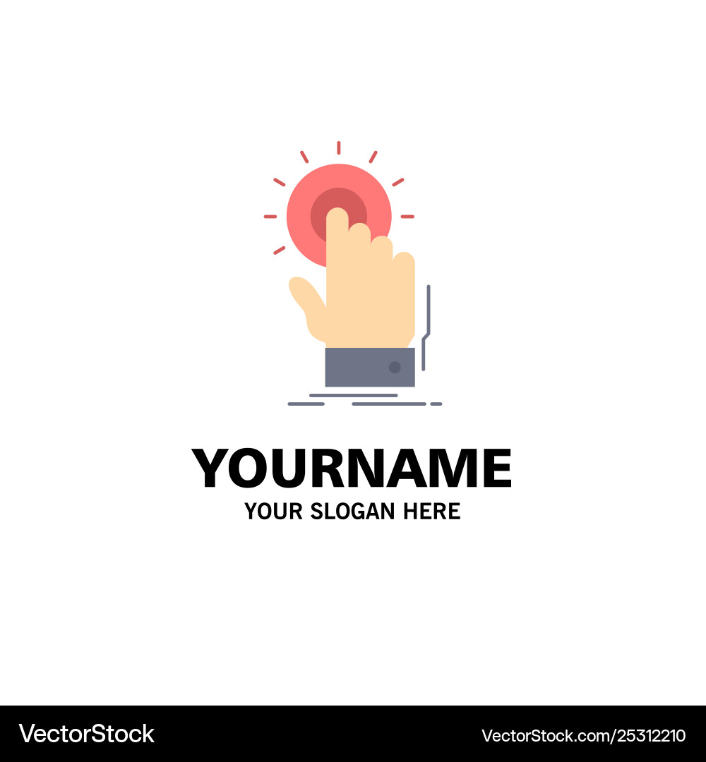 Touch click hand on start flat color icon Touch click hand on start flat color icon vector image