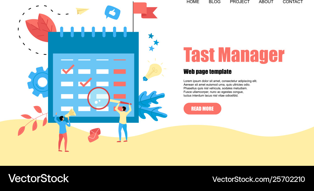 Web template flat design task manager with events vector image