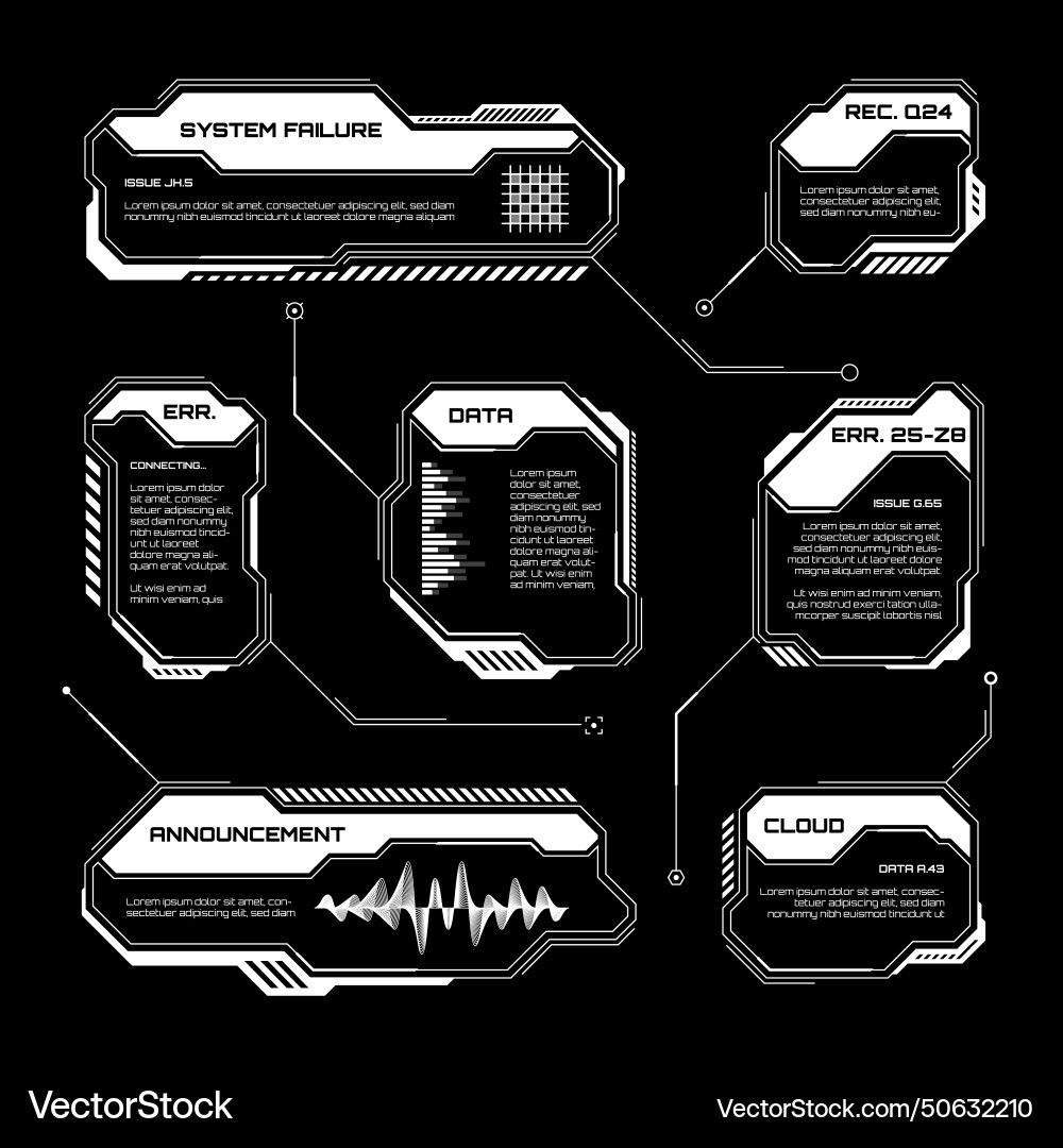 White futuristic hud ui elements sci-fi user White futuristic hud ui elements sci-fi user vector image