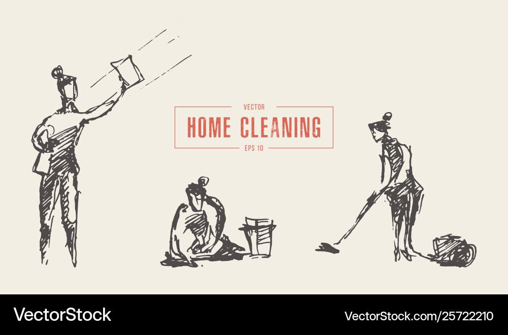 Woman doing housework cleaning apartment Woman doing housework cleaning apartment vector image