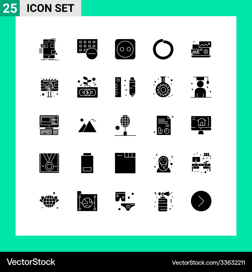 25 universal solid glyphs set for web and mobile Vector Image