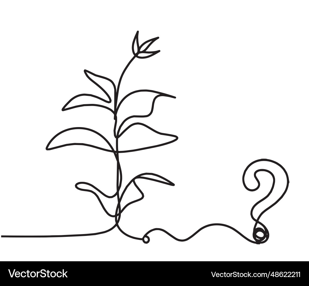 Abstract sprout with question mark as line Vector Image