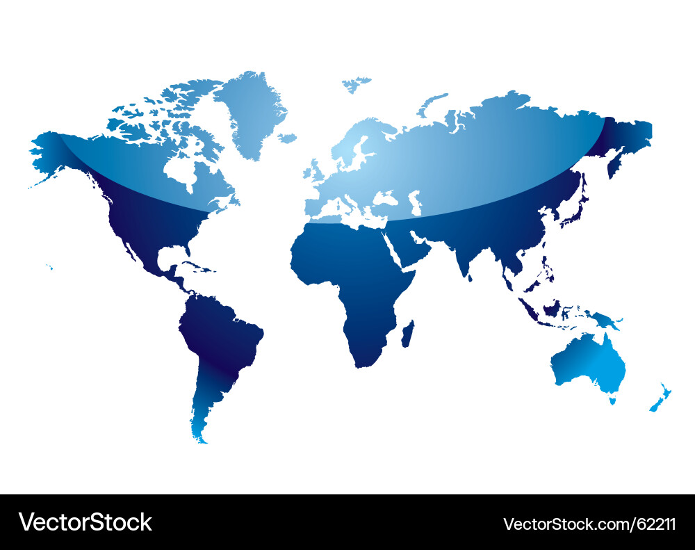 Blue World Map Reflection Vector Image