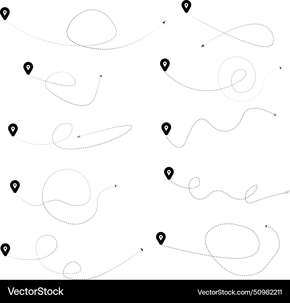 Dashed line with different location arrows Vector Image