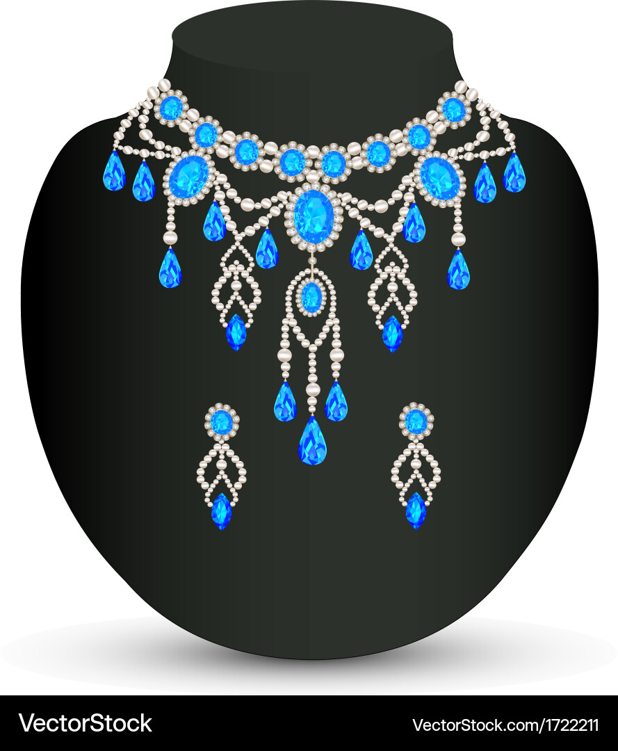 Elegante blaue Schmuck Halskette vektorbild