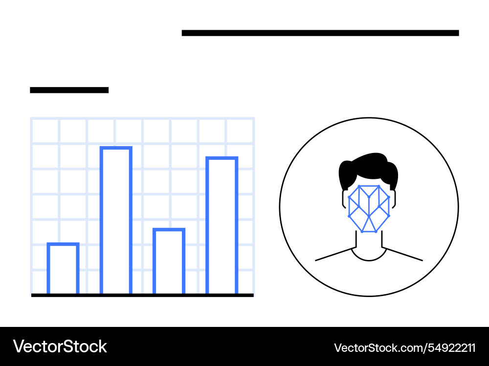 Facial recognition and data analytics with bar Facial recognition and data analytics with bar vector image