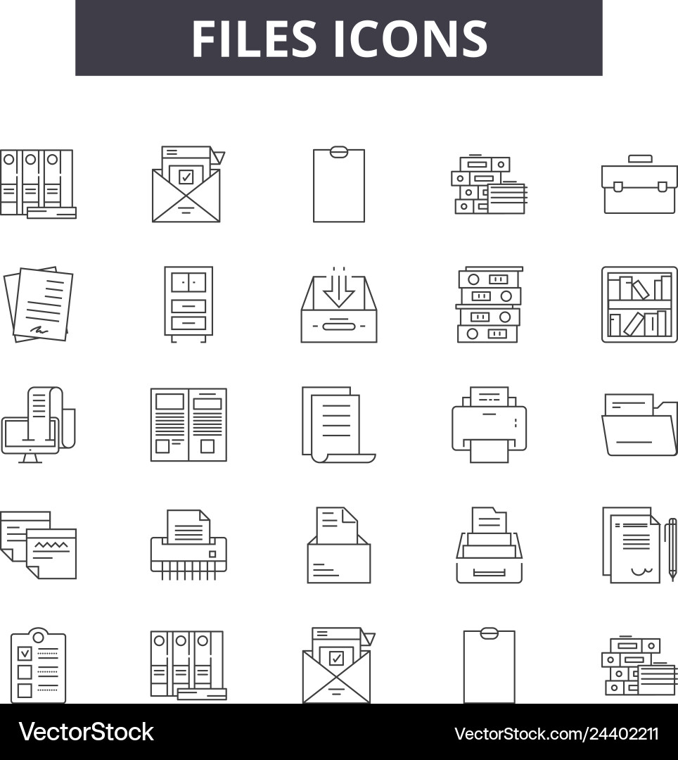 Files line icons for web and mobile design Files line icons for web and mobile design vector image