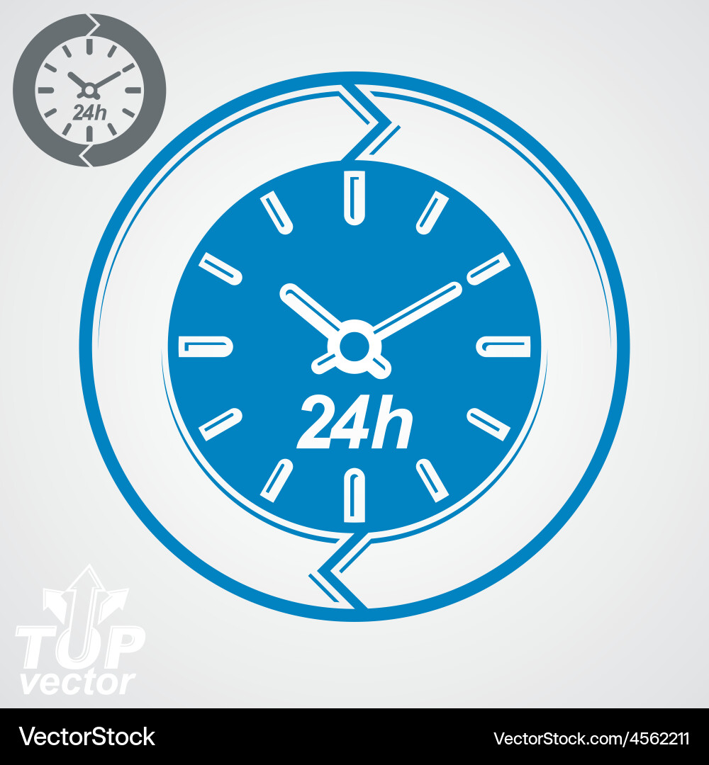 Graphic web 24 hours timer around-the-clock flat vector image