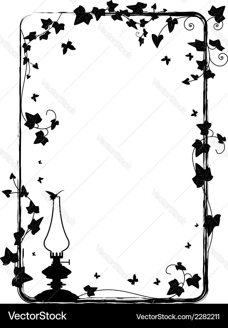 Ivy Branch with Kerosene Lamp Vector Image