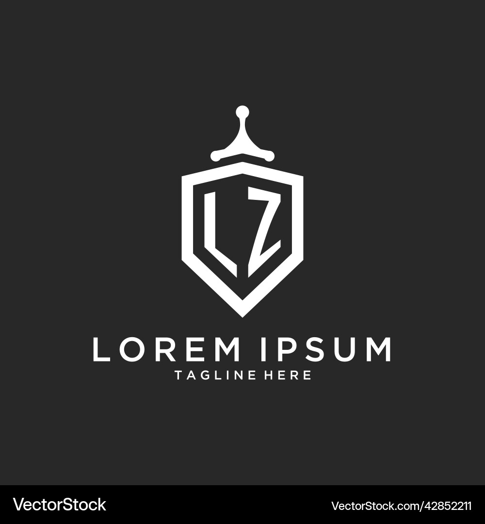 Lz monogram logo initial with shield guard shape vector image