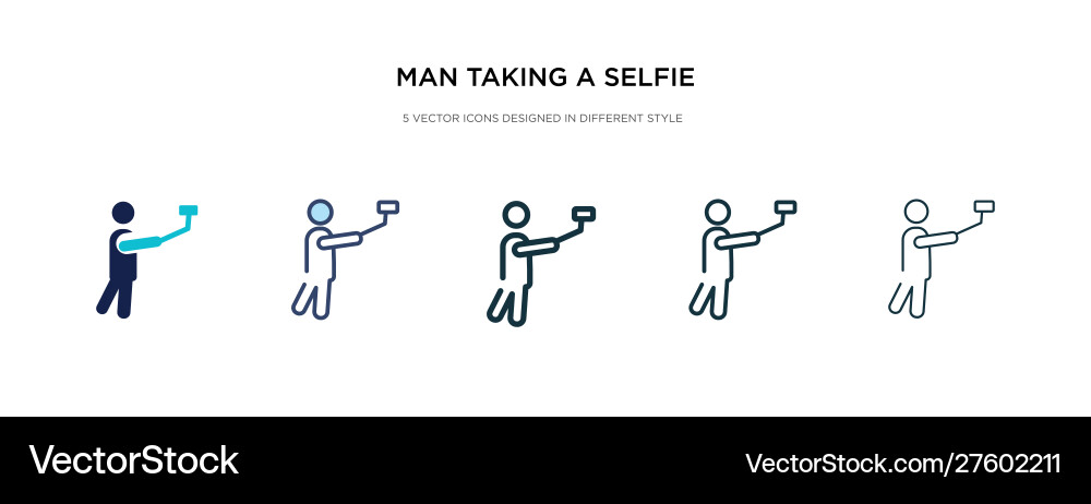 Man taking a selfie icon in different style two Man taking a selfie icon in different style two vector image
