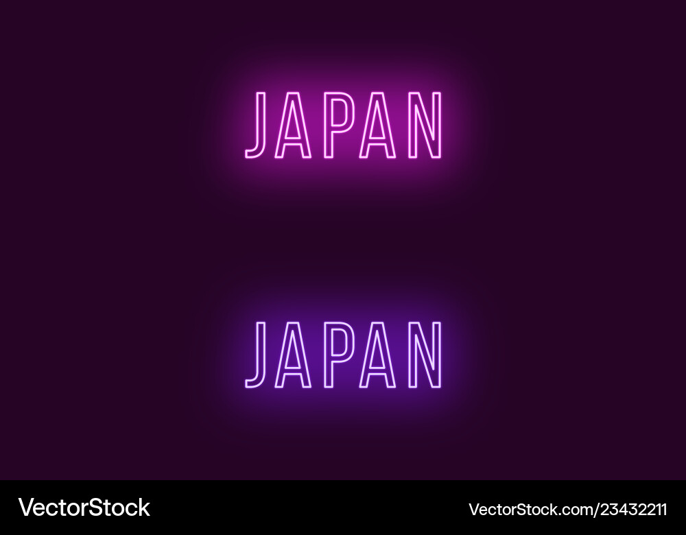 Neon name of japan country text Neon name of japan country text vector image